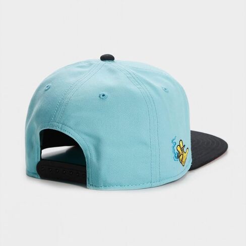 Munchie Madness Snapback Cap, Light Blue and Black, Hip-Hop Streetwear, Embroidered Donut Graphic, Adjustable Fit, Unisex in Kuwait