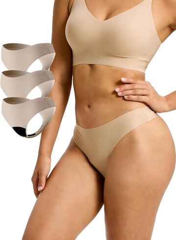 Seamless Thong Period Underwear for Women Teens Light Flow Moisture Wicking Side Leak Prevention Panties 3 Pack in Saudi Arabia