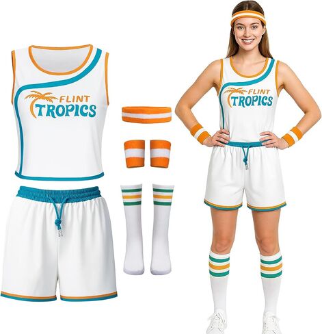 Women Semi Pro Basketball Uniform Jackie Moon Flint Tropics Jersey Costume Tracksuit Halloween Cosplay Sports Outfit in Saudi Arabia