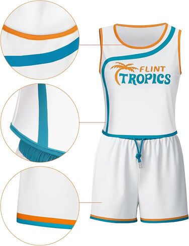 Women Semi Pro Basketball Uniform Jackie Moon Flint Tropics Jersey Costume Tracksuit Halloween Cosplay Sports Outfit in Saudi Arabia