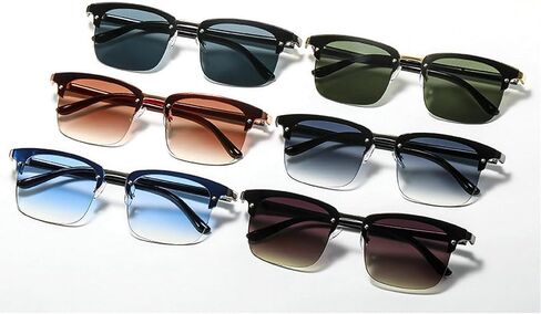 COTIA Semi-Rimless Sunglasses for Men Women UV400 Protection Classic Square Half Frame Driving Sun Glasses in Kuwait