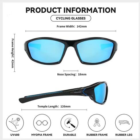 3 Pack Sports Polarized Sunglasses Men Women, UV400 Protection Wrap Around Sun Glasses for Running Cycling Fishing non-slip rubber nose pads in Saudi Arabia
