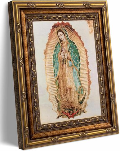 Gold Framed Our Lady of Guadalupe Wall Art Catholic Virgin Mary Canvas Painting Pictures Wall Decor Catholic Canvas Poster for Altar Home for Living Room Bedroom Decoration 12x16 In in Saudi Arabia