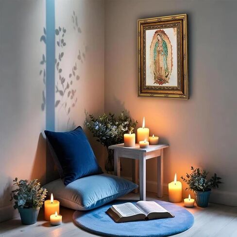 Gold Framed Our Lady of Guadalupe Wall Art Catholic Virgin Mary Canvas Painting Pictures Wall Decor Catholic Canvas Poster for Altar Home for Living Room Bedroom Decoration 12x16 In in Saudi Arabia