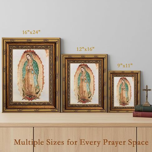 Gold Framed Our Lady of Guadalupe Wall Art Catholic Virgin Mary Canvas Painting Pictures Wall Decor Catholic Canvas Poster for Altar Home for Living Room Bedroom Decoration 12x16 In in Saudi Arabia