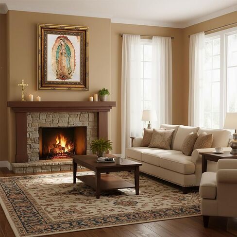 Gold Framed Our Lady of Guadalupe Wall Art Catholic Virgin Mary Canvas Painting Pictures Wall Decor Catholic Canvas Poster for Altar Home for Living Room Bedroom Decoration 12x16 In in Saudi Arabia