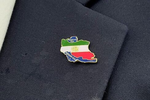 3-Pack Iran Map Lapel Pins Lion & Sun – Pahlavi Historical Flag Design, Gold-Tone Enamel Metal, Butterfly Clutch Back, Caspian Sea & Persian Gulf in Kuwait