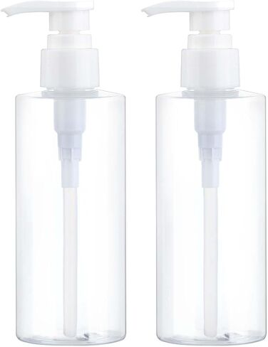 Plastic Pump Bottle Dispenser, BPA-Free Clear Refillable Empty Containers,2 Pack Cylindrical Hand Pump Bottles Dispenser for Shampoo, Lotion, Body Wash, Conditioner, Creams and Toiletries in Saudi Arabia