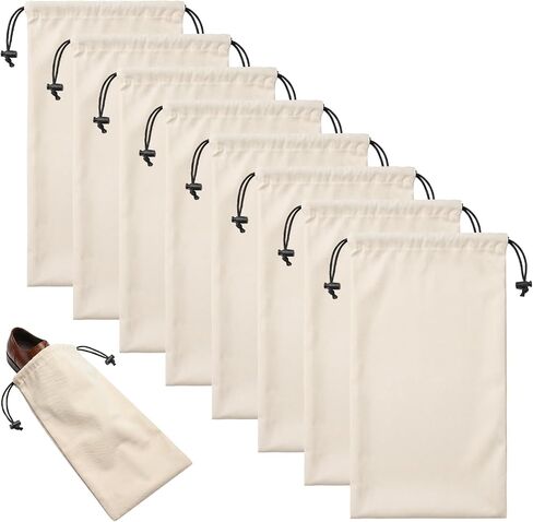 Merkfo 8-Pack Shoe Bags for Travel, One Shoe Per Bag, Fits Size 13 | Soft Drawstring Fabric Bags | 17.7 x 9.1 in | For Suitcase Packing, Gym Bags, and Closet Storage in Saudi Arabia