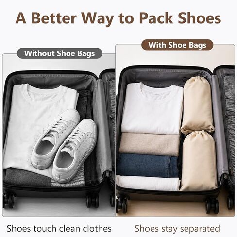 Merkfo 8-Pack Shoe Bags for Travel, One Shoe Per Bag, Fits Size 13 | Soft Drawstring Fabric Bags | 17.7 x 9.1 in | For Suitcase Packing, Gym Bags, and Closet Storage in Saudi Arabia