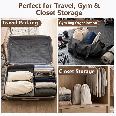 Merkfo 8-Pack Shoe Bags for Travel, One Shoe Per Bag, Fits Size 13 | Soft Drawstring Fabric Bags | 17.7 x 9.1 in | For Suitcase Packing, Gym Bags, and Closet Storage in Saudi Arabia