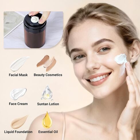 مرطبان بدون هواء من Segbeauty زجاجات سفر لمستحضرات التجميل بسعة 3.4 أونصة، 3 قطع من حاويات كريم السفر الفارغة، مجموعة برطمانات مضخة غسول قابلة لإعادة الملء سعة 100 مل، حاويات سوائل بلاستيكية مع مضخة لمستحضرات التجميل in Kuwait