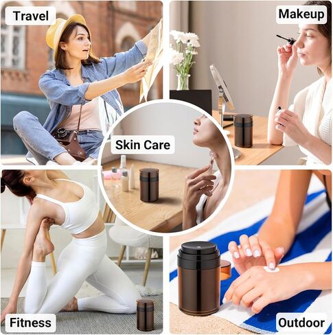 مرطبان بدون هواء من Segbeauty زجاجات سفر لمستحضرات التجميل بسعة 3.4 أونصة، 3 قطع من حاويات كريم السفر الفارغة، مجموعة برطمانات مضخة غسول قابلة لإعادة الملء سعة 100 مل، حاويات سوائل بلاستيكية مع مضخة لمستحضرات التجميل in Kuwait