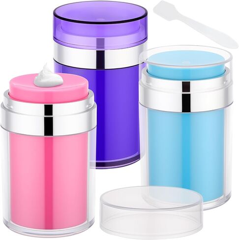 مرطبان بدون هواء من Segbeauty زجاجات سفر لمستحضرات التجميل بسعة 3.4 أونصة، 3 قطع من حاويات كريم السفر الفارغة، مجموعة برطمانات مضخة غسول قابلة لإعادة الملء سعة 100 مل، حاويات سوائل بلاستيكية مع مضخة لمستحضرات التجميل in Kuwait