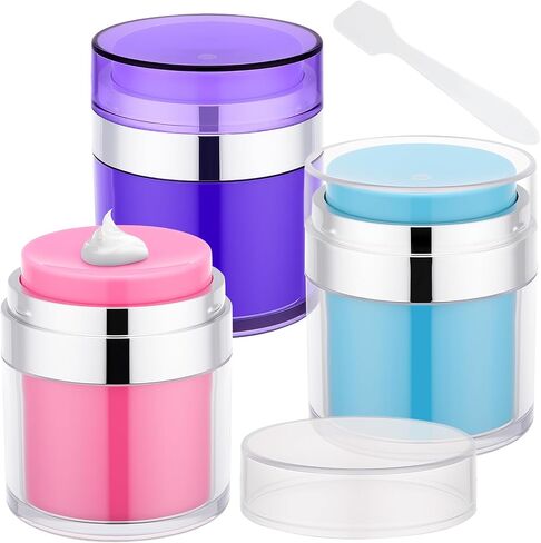 مرطبان بدون هواء من Segbeauty زجاجات سفر لمستحضرات التجميل بسعة 3.4 أونصة، 3 قطع من حاويات كريم السفر الفارغة، مجموعة برطمانات مضخة غسول قابلة لإعادة الملء سعة 100 مل، حاويات سوائل بلاستيكية مع مضخة لمستحضرات التجميل in Kuwait