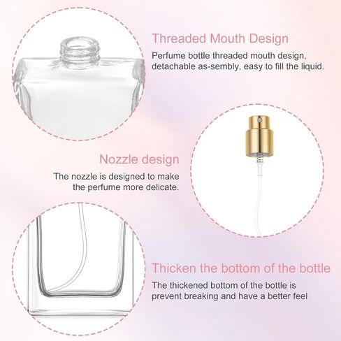 8 Pack 1 oz/30 ml Perfume Bottles Empty Refillable, Glass Perfume Spray Bottles with Gold Mist Atomizer - Premium Square Empty Travel Containers for Essential Oils, Cologne & DIY Fragrances in Saudi Arabia