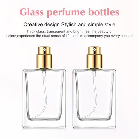 8 Pack 1 oz/30 ml Perfume Bottles Empty Refillable, Glass Perfume Spray Bottles with Gold Mist Atomizer - Premium Square Empty Travel Containers for Essential Oils, Cologne & DIY Fragrances in Saudi Arabia