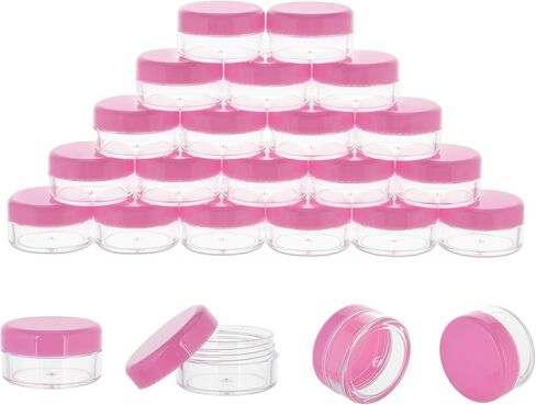 10 Gram 20 Count Sample Containers, Small Plastic Containers with Lids, Empty Sample Jars with Labels and Mini Disposable Spatulas(Clear Lid) in Saudi Arabia