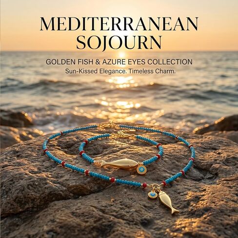 Fish Handmade Beaded Jewelry Set Y Pendant Necklace for Women Dainty Ocean Beach Fish Charm Bracelet Minimalist Fashion Jewelry Set Gift in Saudi Arabia