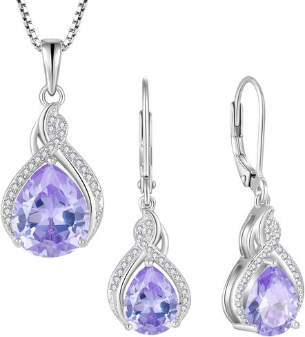 Infinity Teardrop Jewelry Set for Women Alexandrite Necklace & Earrings June Birthstone Jewelry in Kuwait