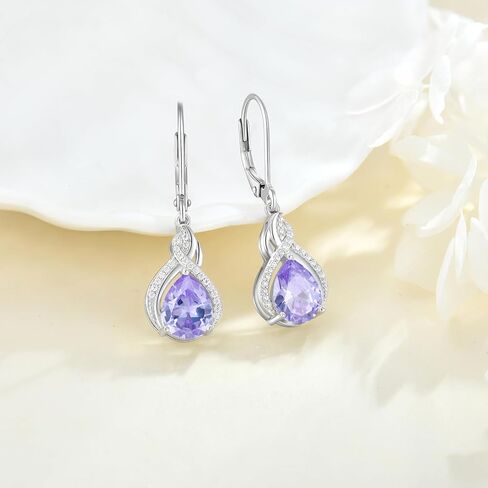 Infinity Teardrop Jewelry Set for Women Alexandrite Necklace & Earrings June Birthstone Jewelry in Kuwait