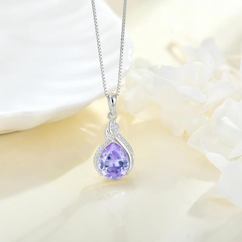 Infinity Teardrop Jewelry Set for Women Alexandrite Necklace & Earrings June Birthstone Jewelry in Kuwait