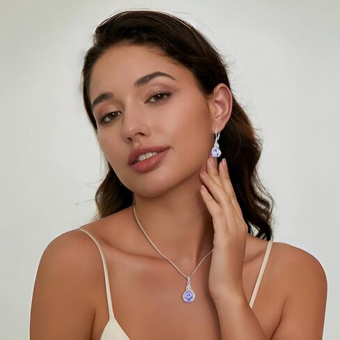 Infinity Teardrop Jewelry Set for Women Alexandrite Necklace & Earrings June Birthstone Jewelry in Kuwait