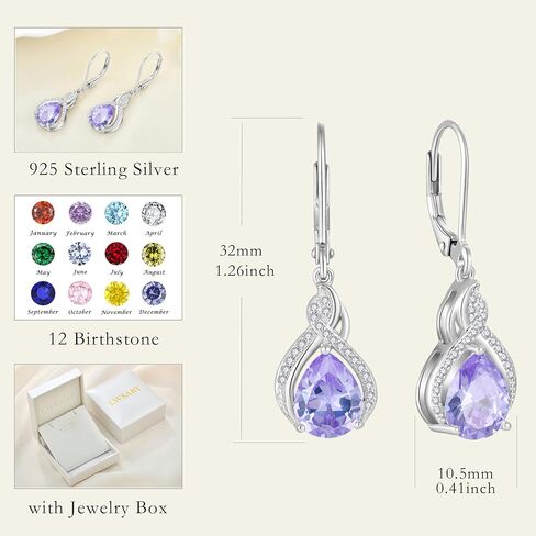 Infinity Teardrop Jewelry Set for Women Alexandrite Necklace & Earrings June Birthstone Jewelry in Kuwait