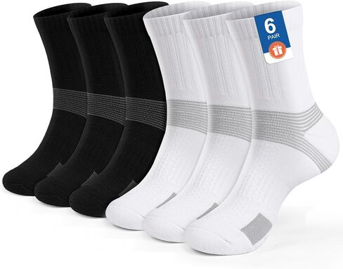 Cushion Athletic Training Socks for Men Women Crew Socks Ankle-compression Reinforced Moisture-wickking 6 pack in Saudi Arabia