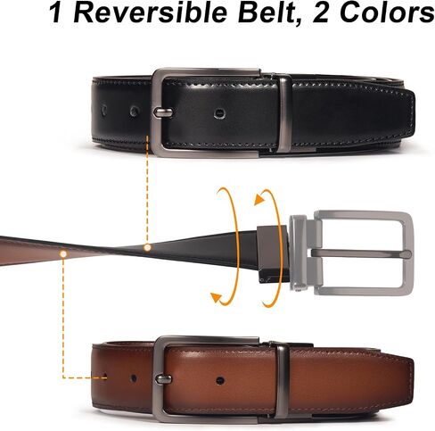 Men's Belt Reversible Belt Men 1 Piece - 1 3/8" Leather Dress Belt - Trim to Fit for Elegant Style in Saudi Arabia