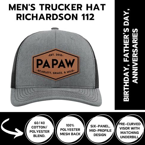 Custom Hat with Names for Papaw for Papaw from Son, Daughter, Wife, Kids, New Papaw, Grandkids Grandpa - Fathers Day Hat in Saudi Arabia