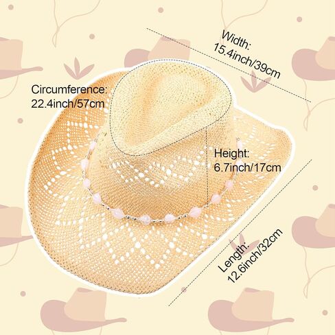 6 Piece Straw Cowboy Hats for Women Men Cowboy Hat Bundle Shapeable Brim Western Style Multicolor for Party Beach Outings Outdoor Garden Activities Party Western Themed Events in Saudi Arabia