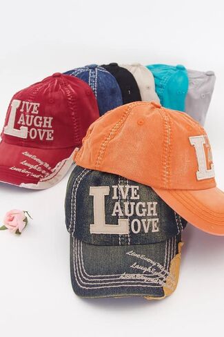ScarvesMe Women's Live Laugh Love Vintage Distressed Baseball Cap Hat in Saudi Arabia
