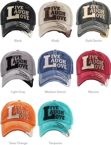 ScarvesMe Women's Live Laugh Love Vintage Distressed Baseball Cap Hat in Saudi Arabia