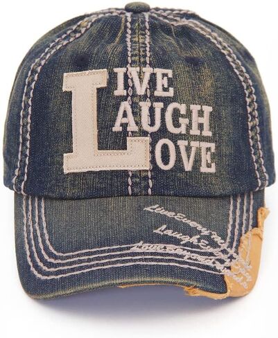 ScarvesMe Women's Live Laugh Love Vintage Distressed Baseball Cap Hat in Saudi Arabia