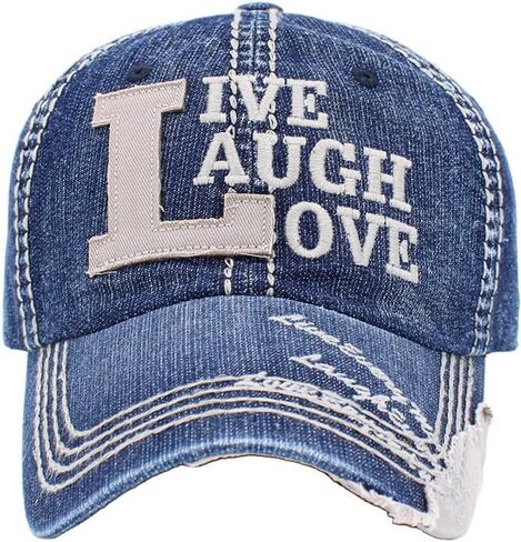ScarvesMe Women's Live Laugh Love Vintage Distressed Baseball Cap Hat in Saudi Arabia