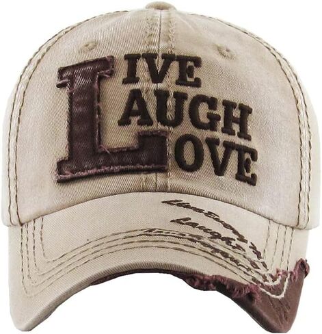 ScarvesMe Women's Live Laugh Love Vintage Distressed Baseball Cap Hat in Saudi Arabia