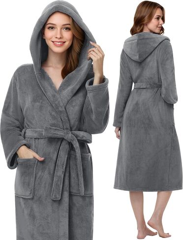 Hooded Absorbent Fleece Robes for Women, Soft Plush Towel Bathrobe for Women - Quick Dry Spa Shower, Warm and Cozy in Saudi Arabia