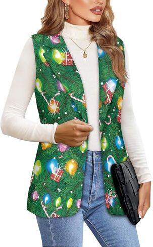 Womens Casual Suit Vest Loose Fit One Button Waistcoat Sleeveless Blazer Jackets Dressy Suit Jacket in Kuwait