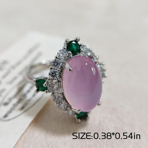 URED Genuine Natural Multi-Color Agate Ring for Women Good Lucky Feng Shui Wealth Green Pink Purple Jade Ring Healing Crystal Energy for Woman Mother Wife Birthday Gift May Birthstone in Saudi Arabia