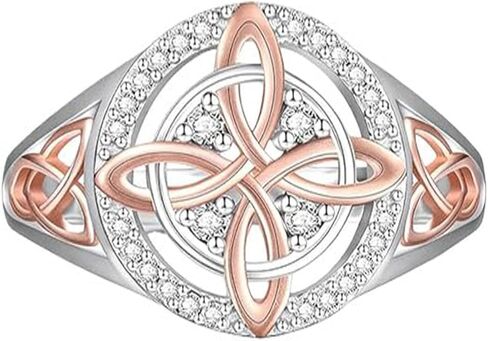 Handmade Witch's Return-Knot Protection Ring, Protect Your Loved Ones Bicolor Ring Blending Fashion Silver Enchanting Rose Gold Celtic Knot Jewelry Gifts for Women in Saudi Arabia