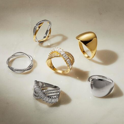 Amazon Essentials Braided Polished CZ Ring Band in Kuwait