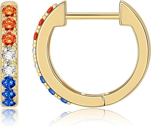 Gacimy Gold Huggie Earrings for Women - 14K Gold Plated Small Hoop Earrings, Multicolored Cubic Zirconia Huggie Cartilage Cuff Earrings in Saudi Arabia