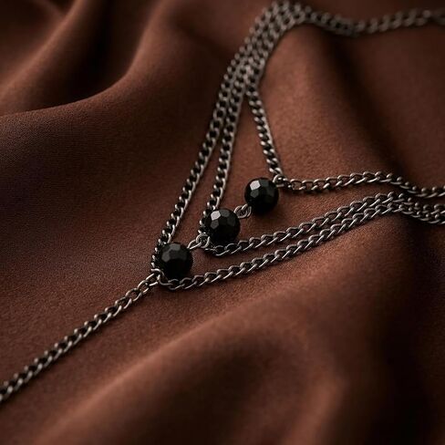 Gothic Black link Finger Chain Jewelry for Women, Black Ring Bracelet Hand Chain with Layered Chains, Punk Goth Bracelets Dark Feminine Accessories for Party Festival Streetwear in Saudi Arabia