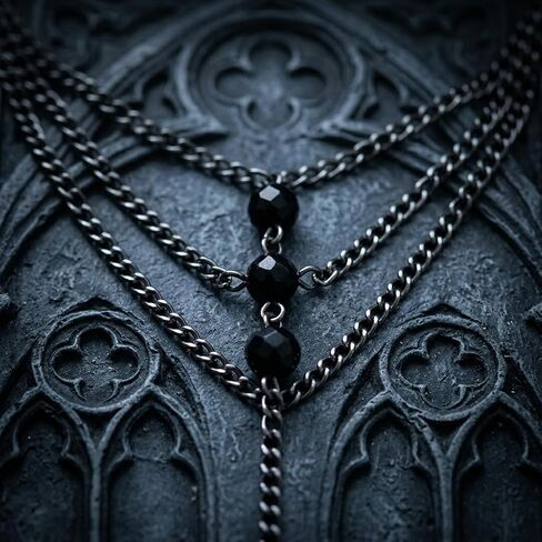 Gothic Black link Finger Chain Jewelry for Women, Black Ring Bracelet Hand Chain with Layered Chains, Punk Goth Bracelets Dark Feminine Accessories for Party Festival Streetwear in Saudi Arabia