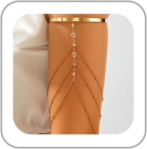 Gold Arm Cuff for Women Layered Tassel Upper Arms Chain Bracelet Bikini Armlet Adjustable Punk Arm Bracelet Upper Arm Cuff Body Jewelry for Women in Kuwait
