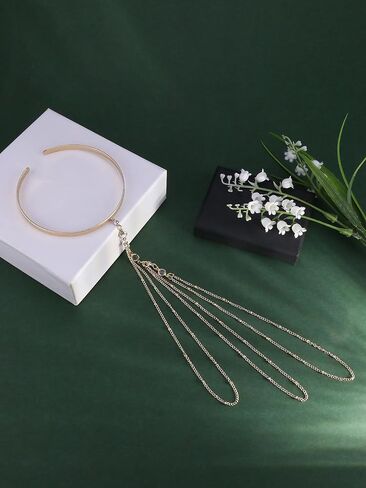 Gold Arm Cuff for Women Layered Tassel Upper Arms Chain Bracelet Bikini Armlet Adjustable Punk Arm Bracelet Upper Arm Cuff Body Jewelry for Women in Kuwait