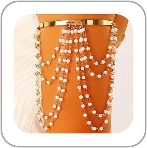Gold Arm Cuff for Women Layered Tassel Upper Arms Chain Bracelet Bikini Armlet Adjustable Punk Arm Bracelet Upper Arm Cuff Body Jewelry for Women in Kuwait