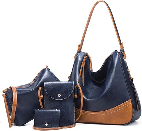 myfriday 4Pcs Large Hobo Shoulder Bag Set for Women, Faux Leather Tote Handbag with Trendy Crossbody Bags & Small Card Purse in Saudi Arabia