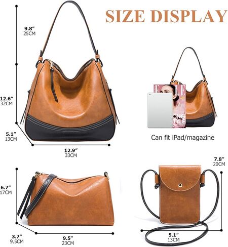 myfriday 4Pcs Large Hobo Shoulder Bag Set for Women, Faux Leather Tote Handbag with Trendy Crossbody Bags & Small Card Purse in Saudi Arabia
